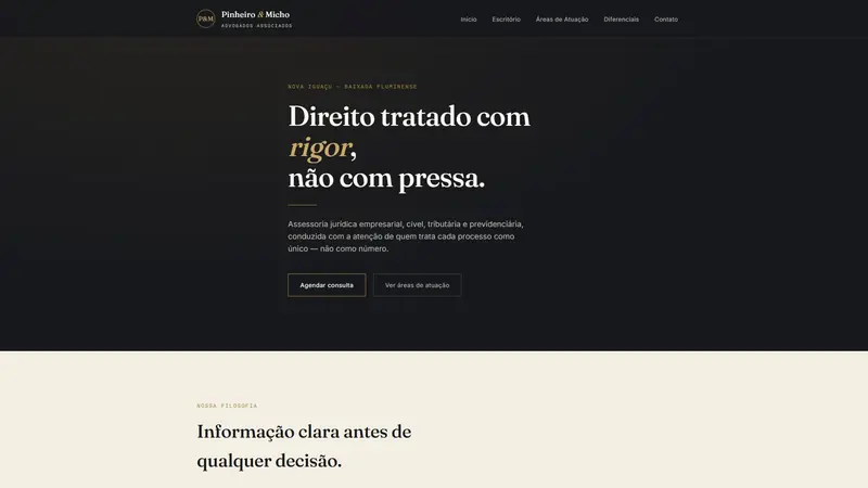 Página inicial de Pinheiro e Micho Advogados