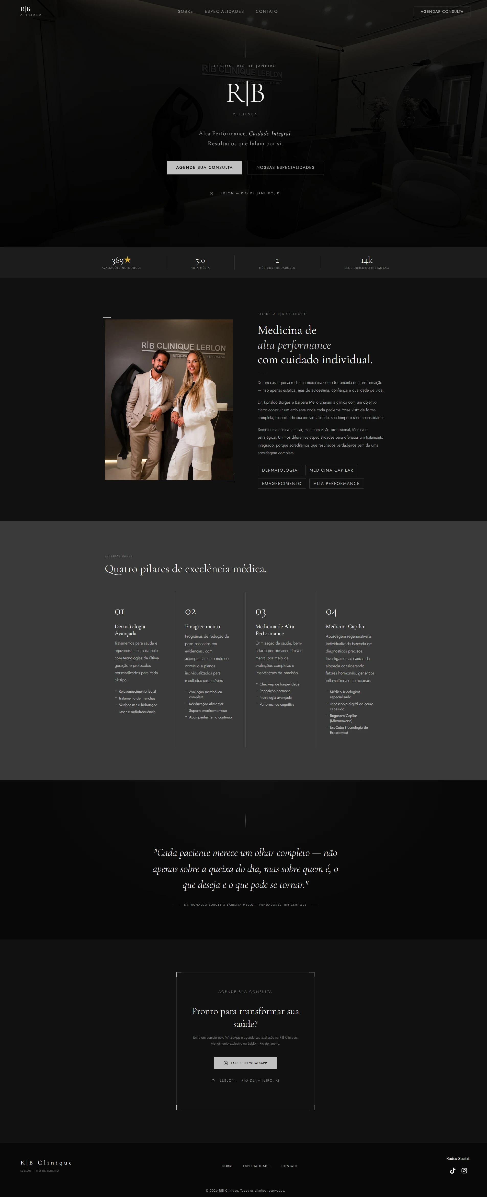 Site da RLB Clinique desenvolvido pela MAVSLEO